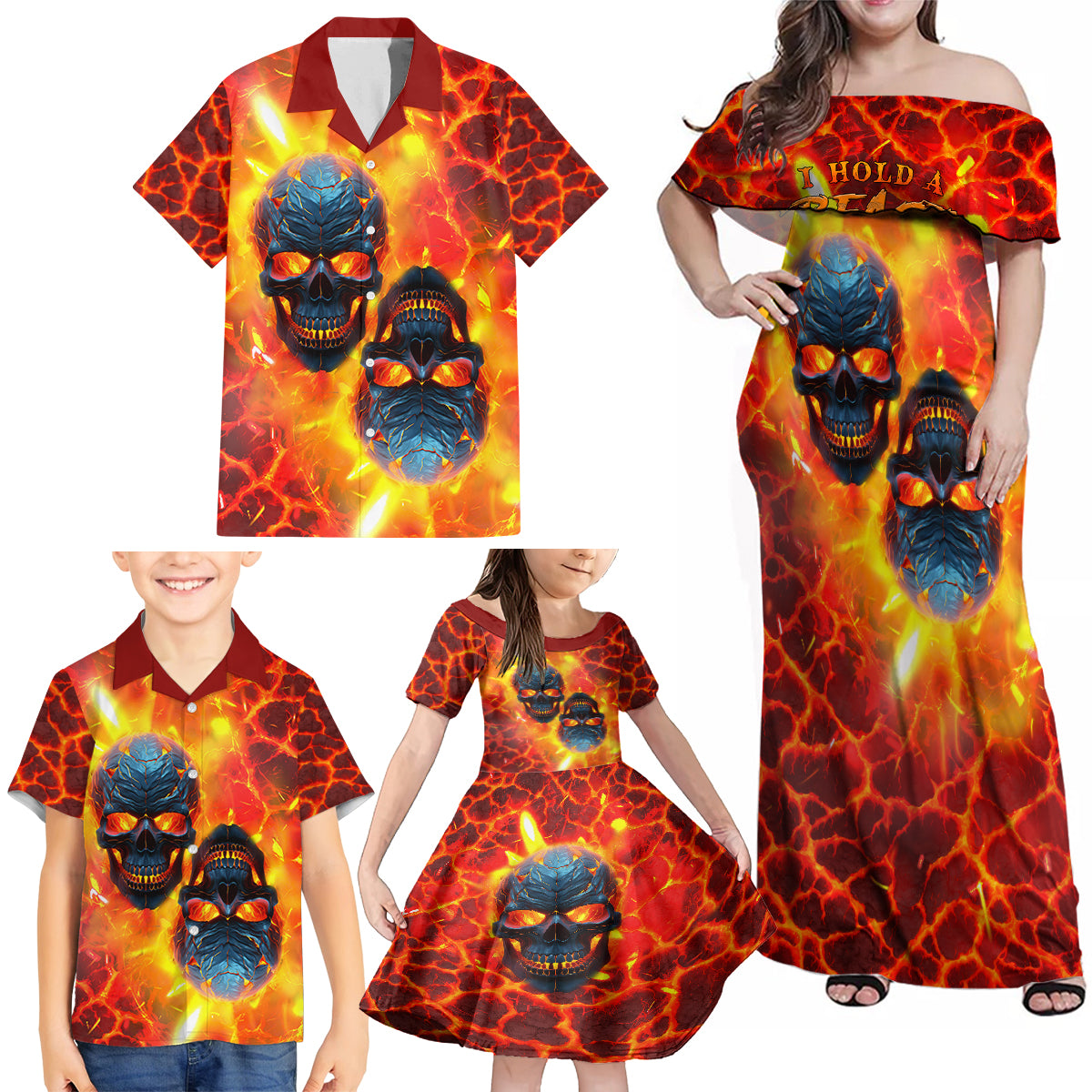 I Hold a Beast an Angel and a Madman In Me Family Matching Off Shoulder Maxi Dress and Hawaiian Shirt - Wonder Print Shop