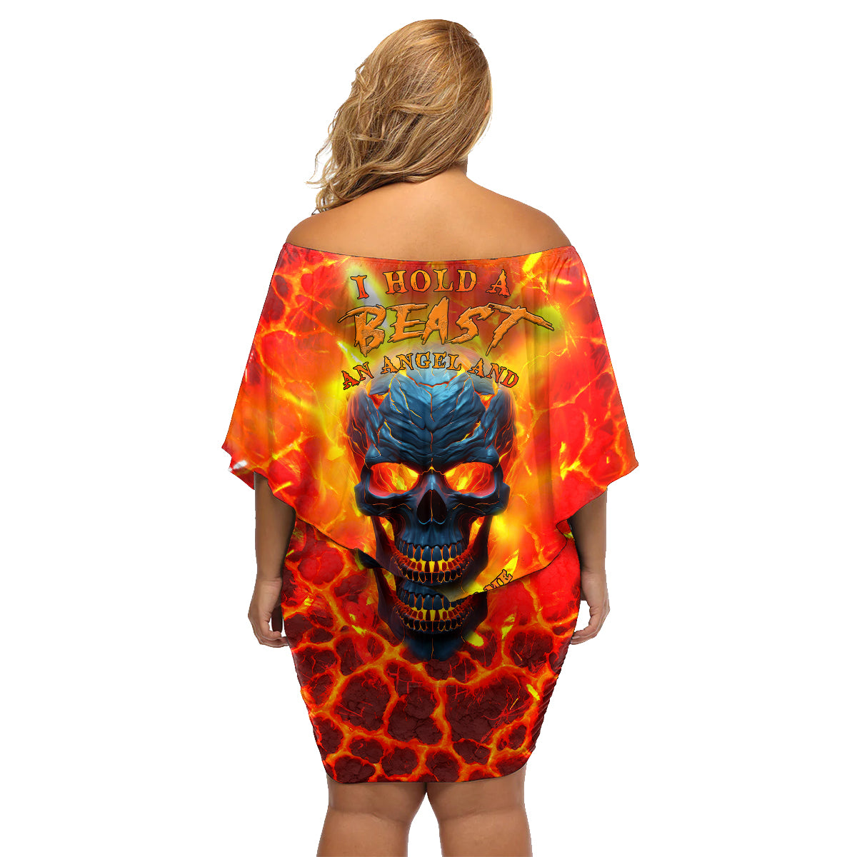I Hold a Beast an Angel and a Madman In Me Family Matching Off Shoulder Short Dress and Hawaiian Shirt - Wonder Print Shop
