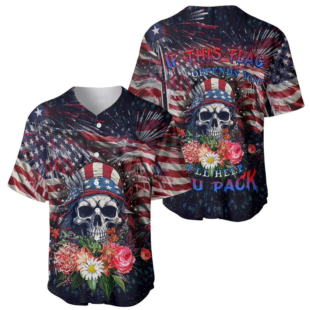 If This Flag Offends You I'll Help You Pack Baseball Jersey - Wonder Print Shop