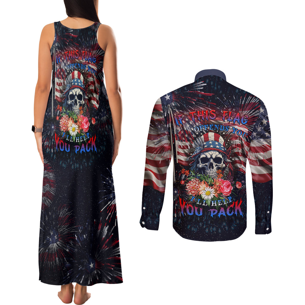 If This Flag Offends You I'll Help You Pack Couples Matching Tank Maxi Dress and Long Sleeve Button Shirts - Wonder Print Shop