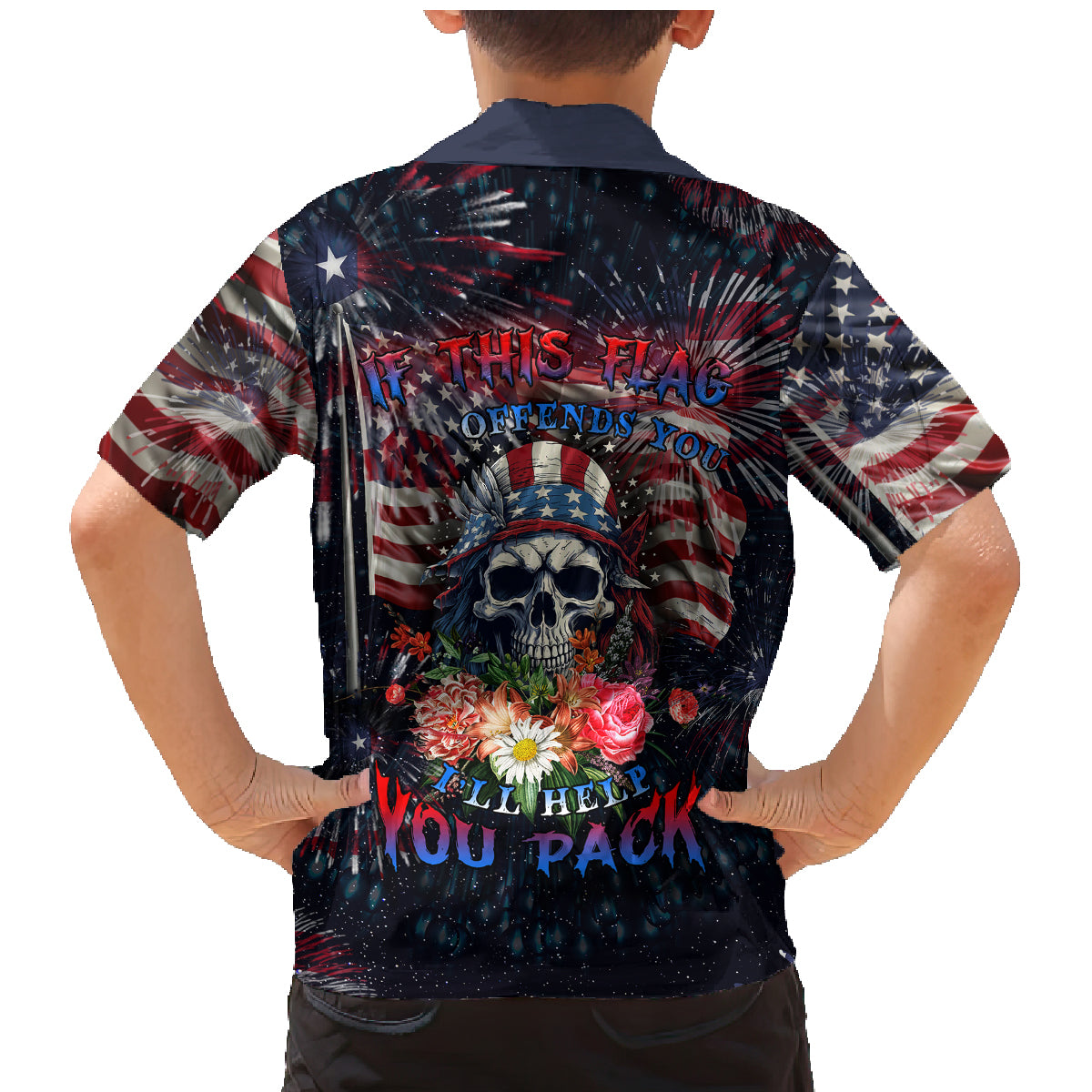 If This Flag Offends You I'll Help You Pack Family Matching Mermaid Dress and Hawaiian Shirt - Wonder Print Shop