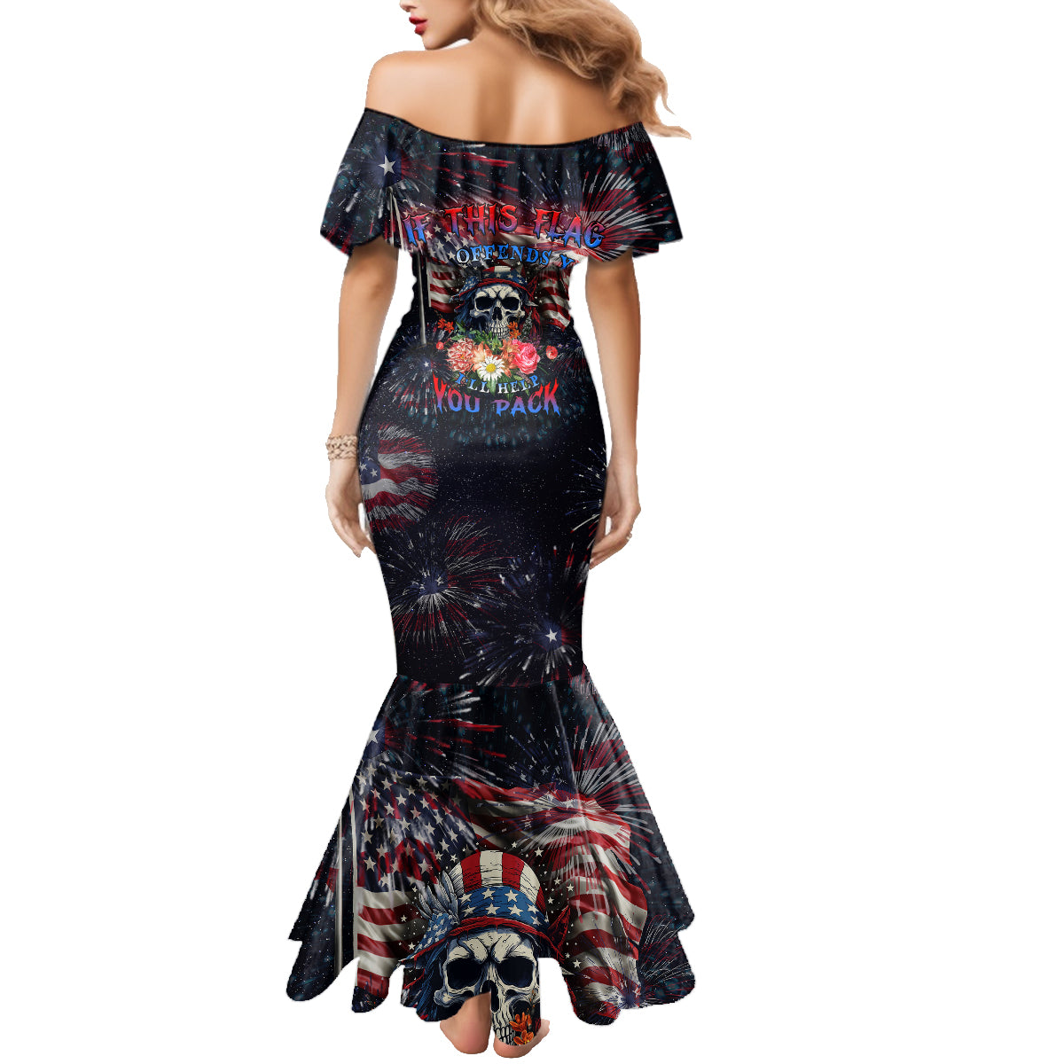 If This Flag Offends You I'll Help You Pack Family Matching Mermaid Dress and Hawaiian Shirt - Wonder Print Shop