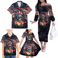 If This Flag Offends You I'll Help You Pack Family Matching Off Shoulder Long Sleeve Dress and Hawaiian Shirt - Wonder Print Shop