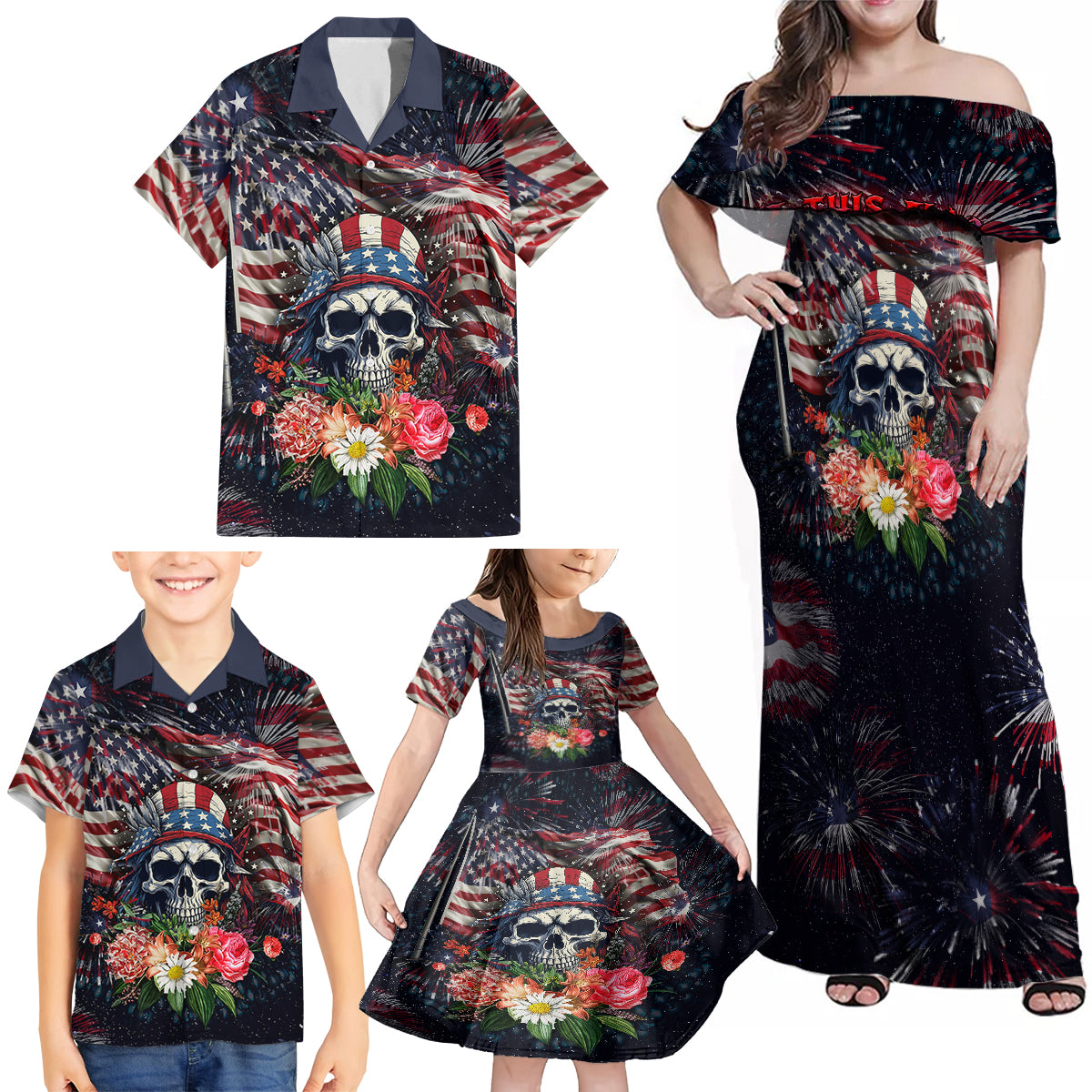 If This Flag Offends You I'll Help You Pack Family Matching Off Shoulder Maxi Dress and Hawaiian Shirt - Wonder Print Shop