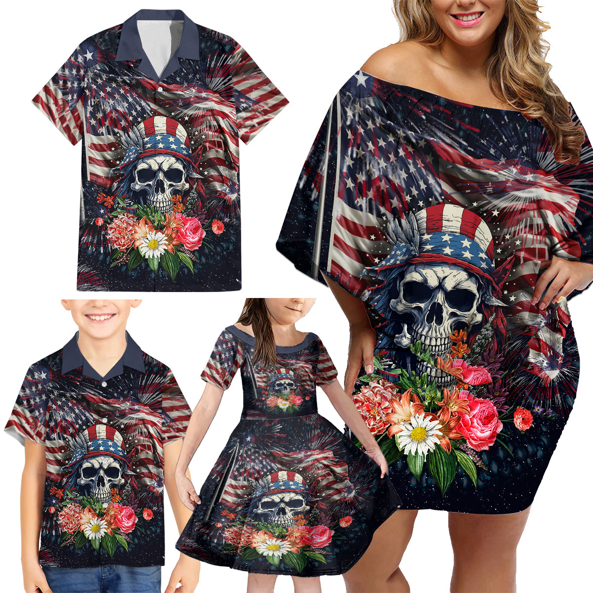 If This Flag Offends You I'll Help You Pack Family Matching Off Shoulder Short Dress and Hawaiian Shirt - Wonder Print Shop