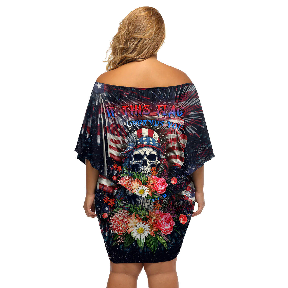 If This Flag Offends You I'll Help You Pack Family Matching Off Shoulder Short Dress and Hawaiian Shirt - Wonder Print Shop
