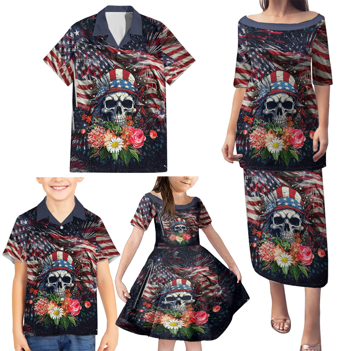 If This Flag Offends You I'll Help You Pack Family Matching Puletasi Dress and Hawaiian Shirt - Wonder Print Shop