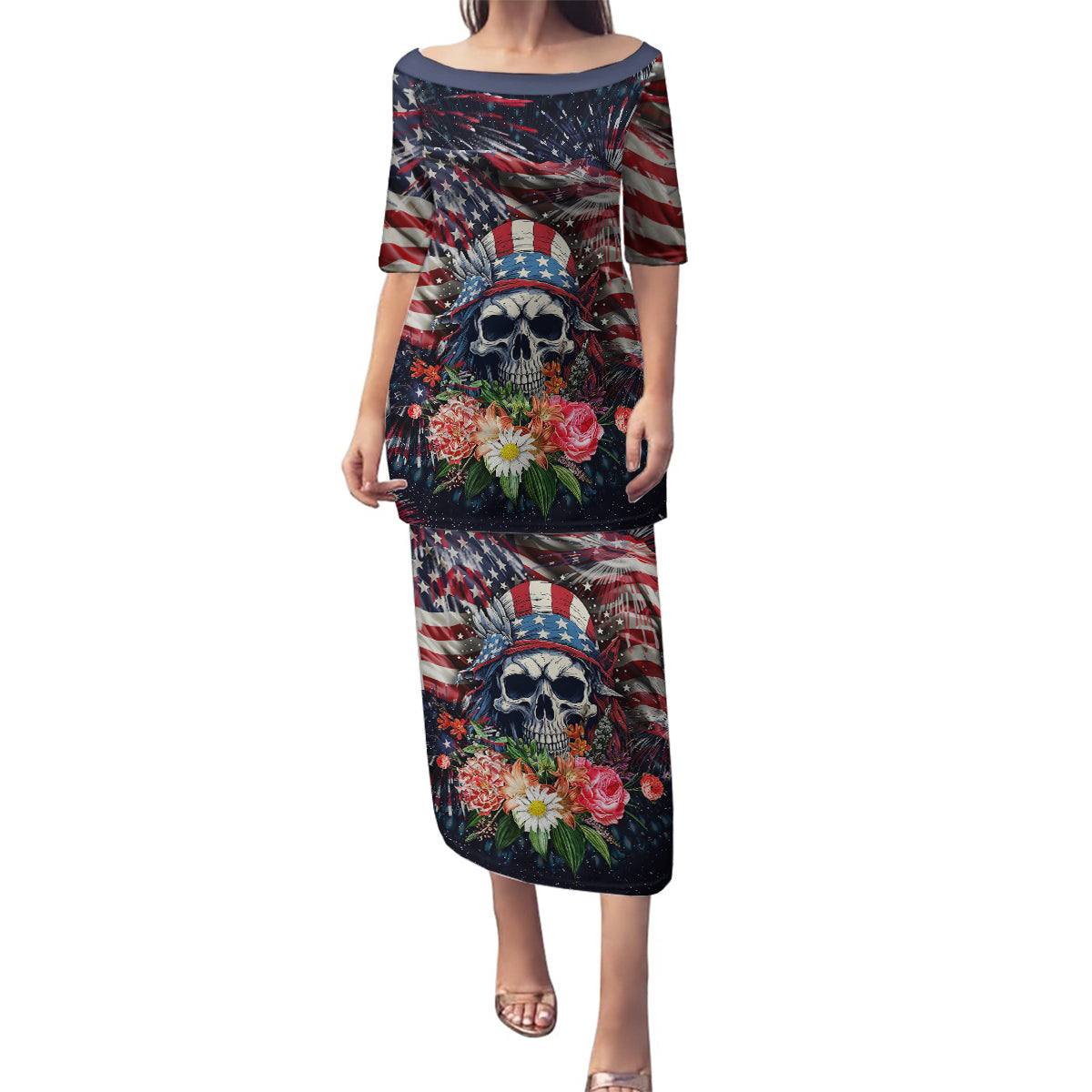 If This Flag Offends You I'll Help You Pack Family Matching Puletasi Dress and Hawaiian Shirt - Wonder Print Shop