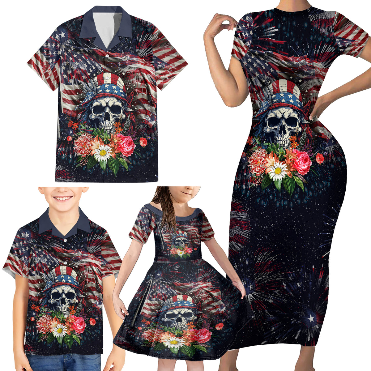 If This Flag Offends You I'll Help You Pack Family Matching Short Sleeve Bodycon Dress and Hawaiian Shirt - Wonder Print Shop