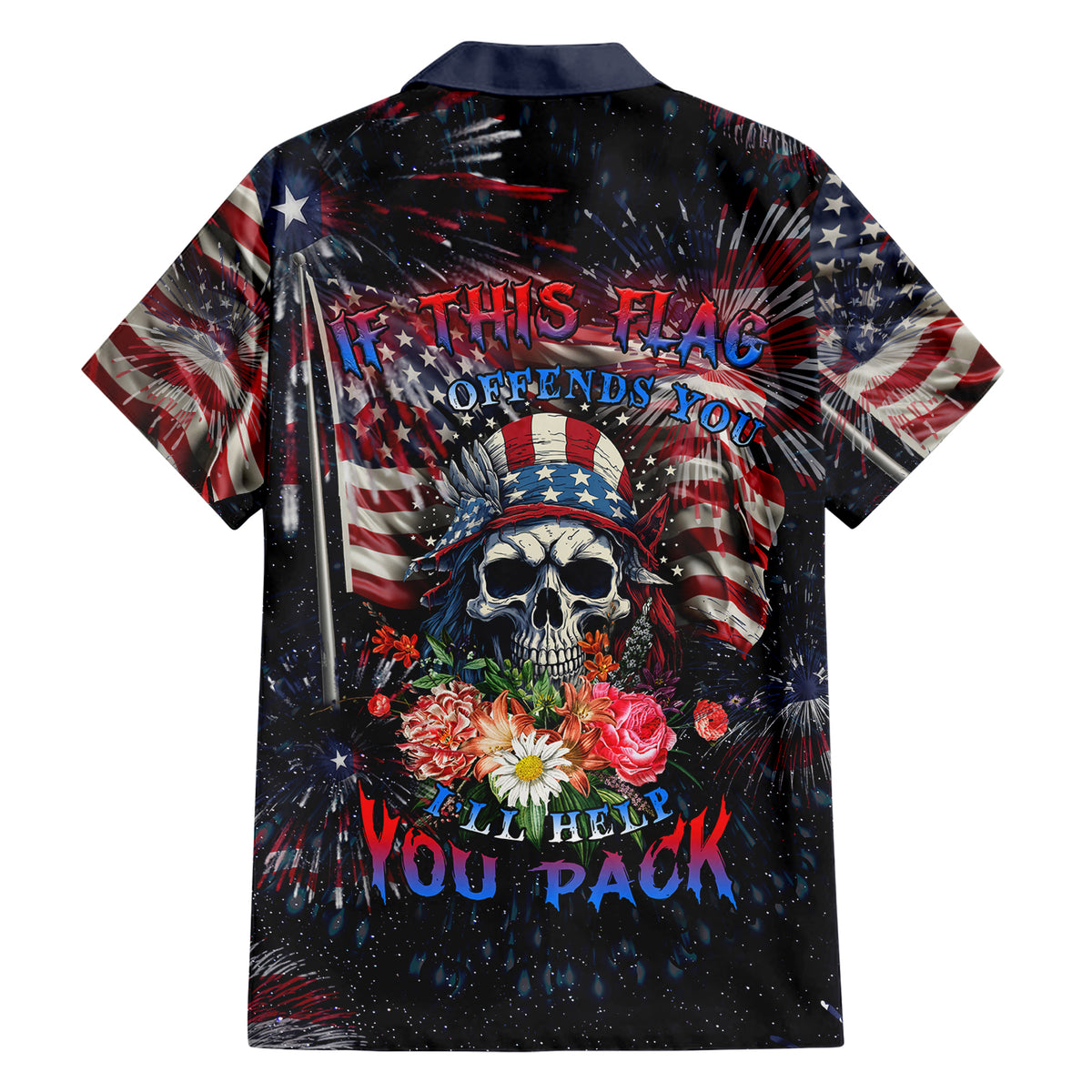 If This Flag Offends You I'll Help You Pack Family Matching Short Sleeve Bodycon Dress and Hawaiian Shirt - Wonder Print Shop