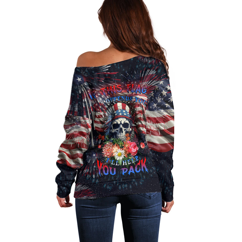 If This Flag Offends You I'll Help You Pack Off Shoulder Sweater - Wonder Print Shop