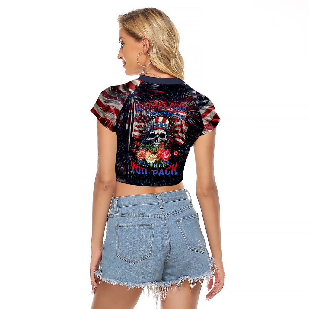 If This Flag Offends You I'll Help You Pack Raglan Cropped T Shirt - Wonder Print Shop