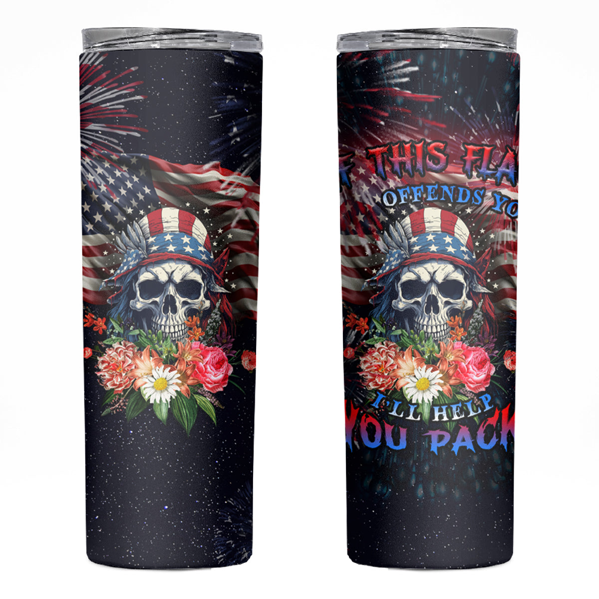 If This Flag Offends You I'll Help You Pack Skinny Tumbler - Wonder Print Shop