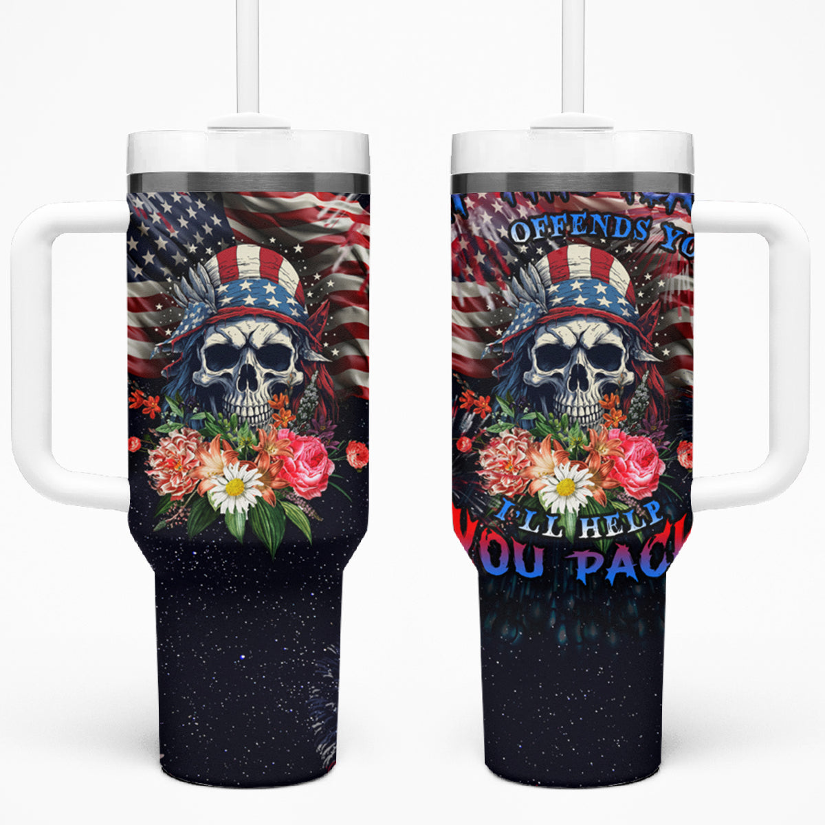 If This Flag Offends You I'll Help You Pack Tumbler With Handle - Wonder Print Shop