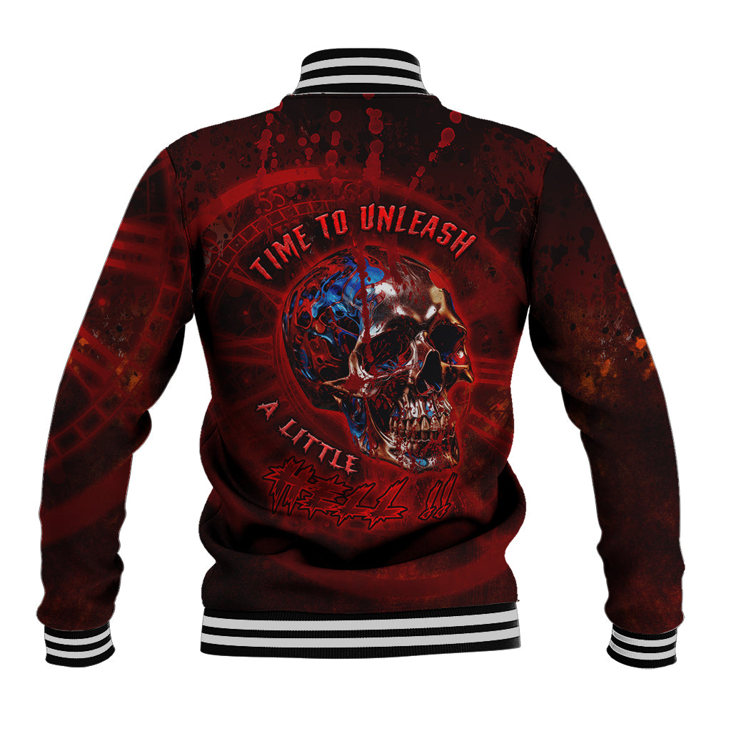 Time To Unleash A Little Hell!! Baseball Jacket - Wonder Print Shop