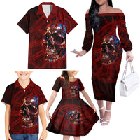 Time To Unleash A Little Hell!! Family Matching Off Shoulder Long Sleeve Dress and Hawaiian Shirt - Wonder Print Shop