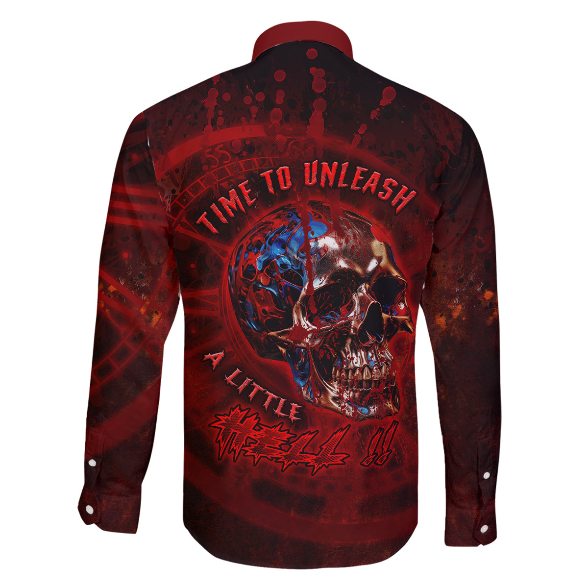 Time To Unleash A Little Hell!! Family Matching Off Shoulder Long Sleeve Dress and Hawaiian Shirt - Wonder Print Shop