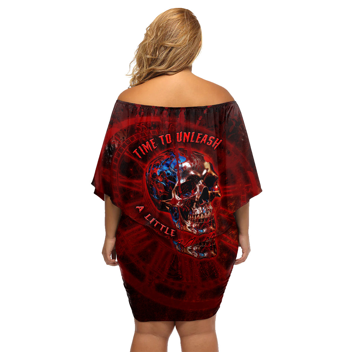 Time To Unleash A Little Hell!! Family Matching Off Shoulder Short Dress and Hawaiian Shirt - Wonder Print Shop