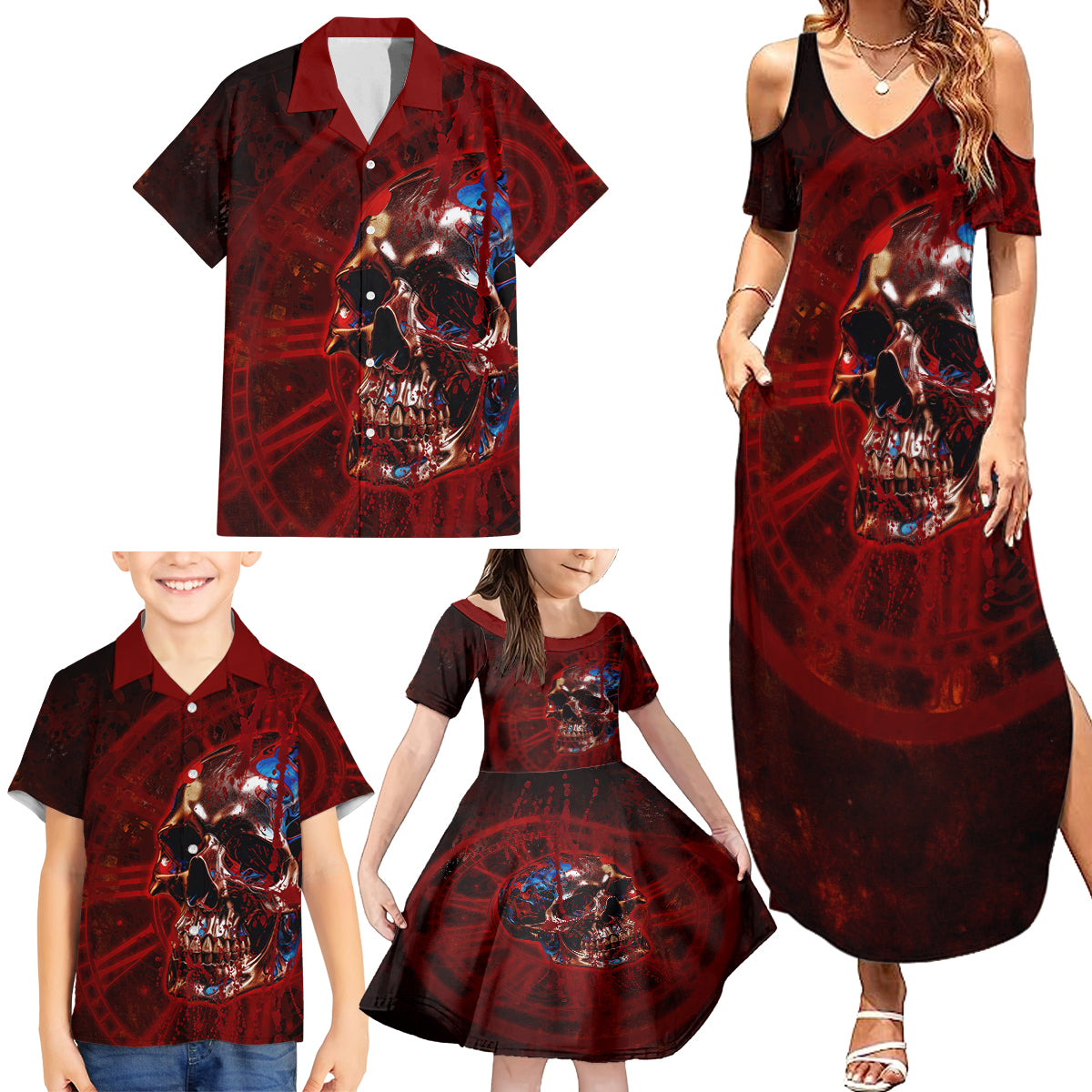 Time To Unleash A Little Hell!! Family Matching Summer Maxi Dress and Hawaiian Shirt - Wonder Print Shop