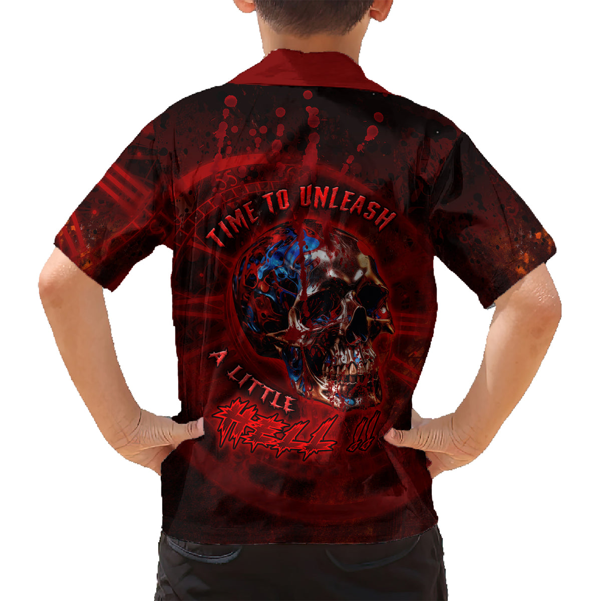 Time To Unleash A Little Hell!! Kid Hawaiian Shirt - Wonder Print Shop