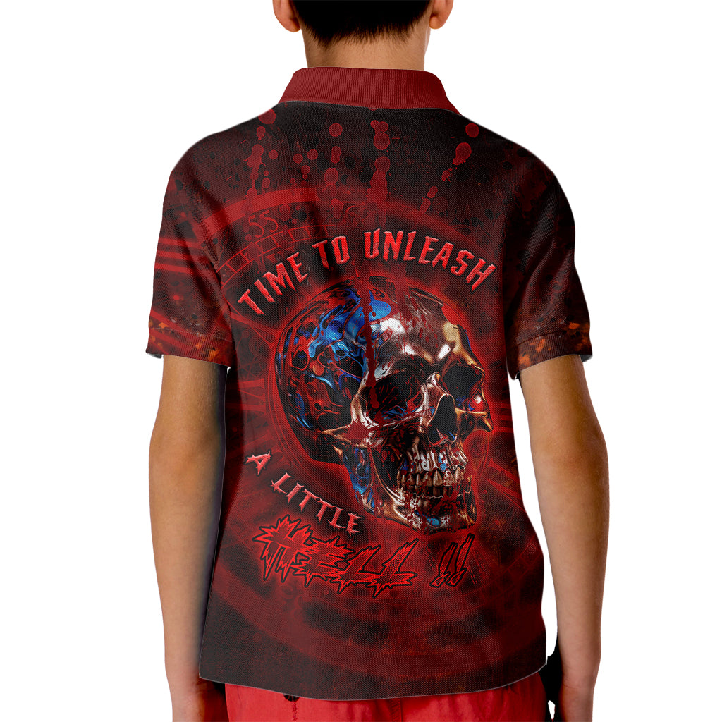 Time To Unleash A Little Hell!! Kid Polo Shirt - Wonder Print Shop