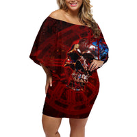 Time To Unleash A Little Hell!! Off Shoulder Short Dress - Wonder Print Shop