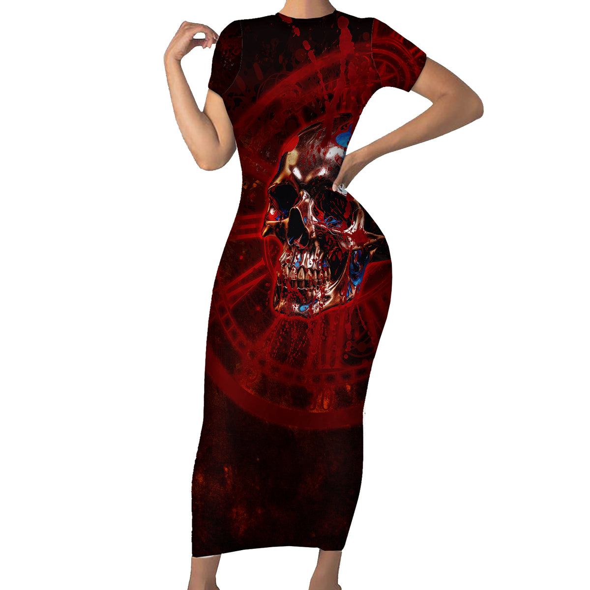 Time To Unleash A Little Hell!! Short Sleeve Bodycon Dress - Wonder Print Shop