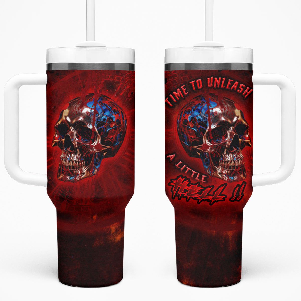 Time To Unleash A Little Hell!! Tumbler With Handle - Wonder Print Shop