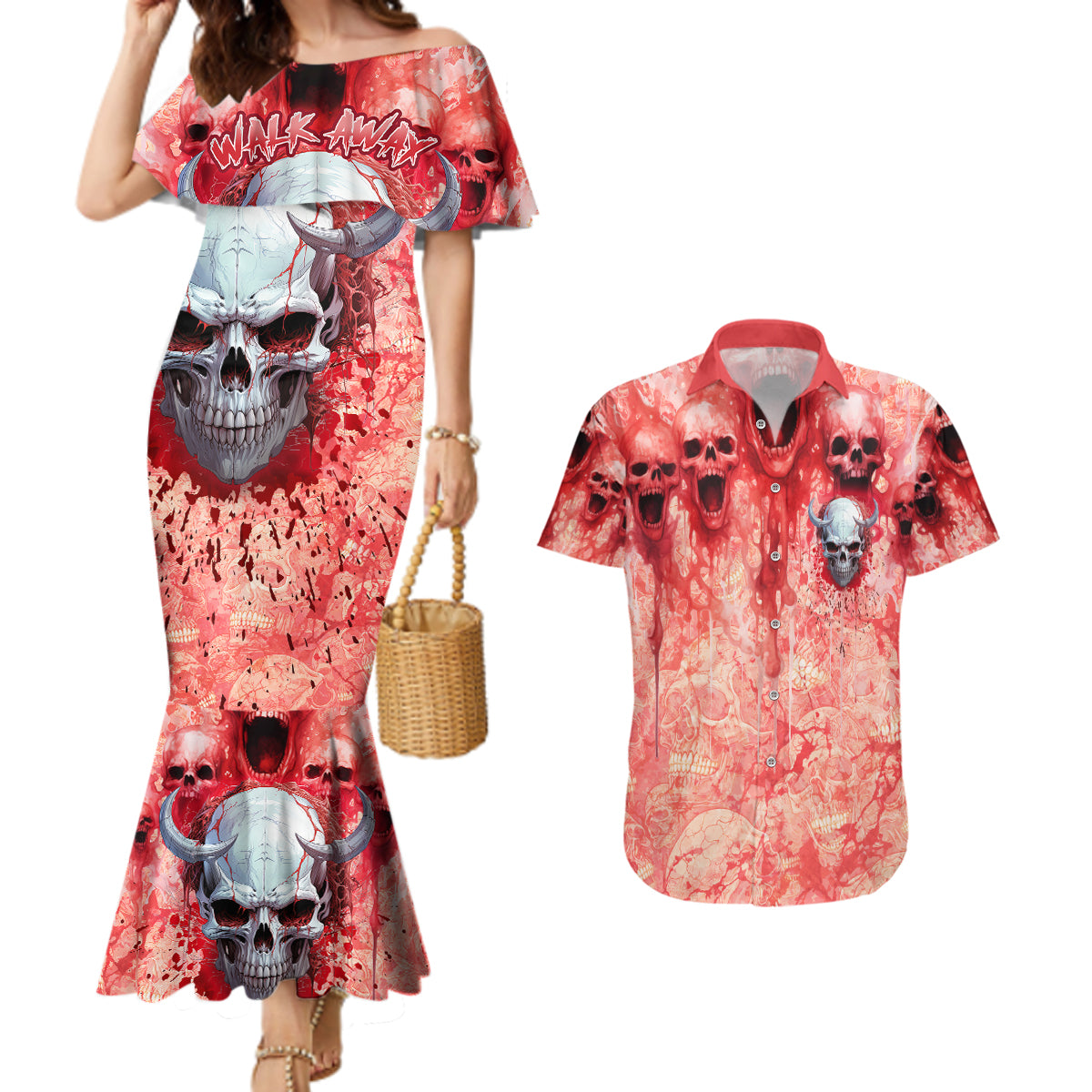 Walk Awax I Hace Anger Issues And A Serious Dislike For Stupid People Couples Matching Mermaid Dress and Hawaiian Shirt - Wonder Print Shop