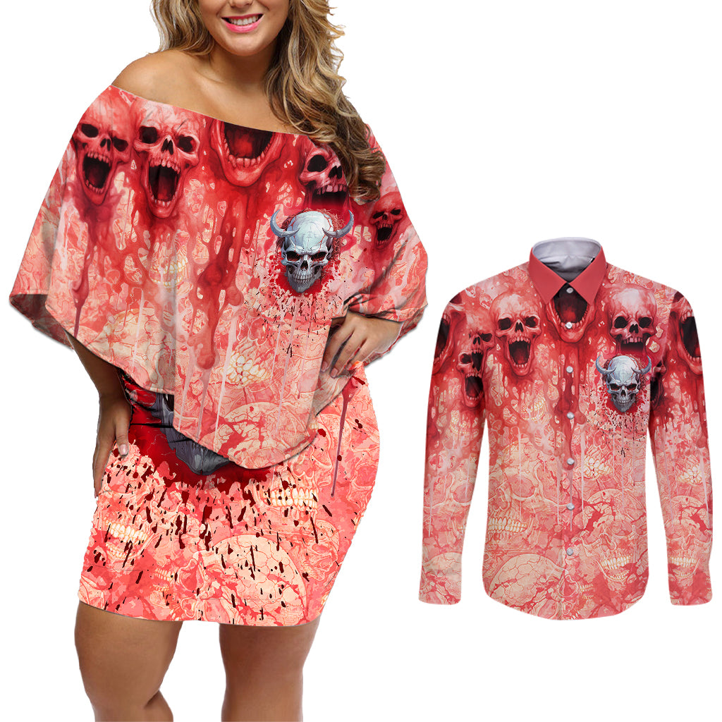 Walk Awax I Hace Anger Issues And A Serious Dislike For Stupid People Couples Matching Off Shoulder Short Dress and Long Sleeve Button Shirts - Wonder Print Shop
