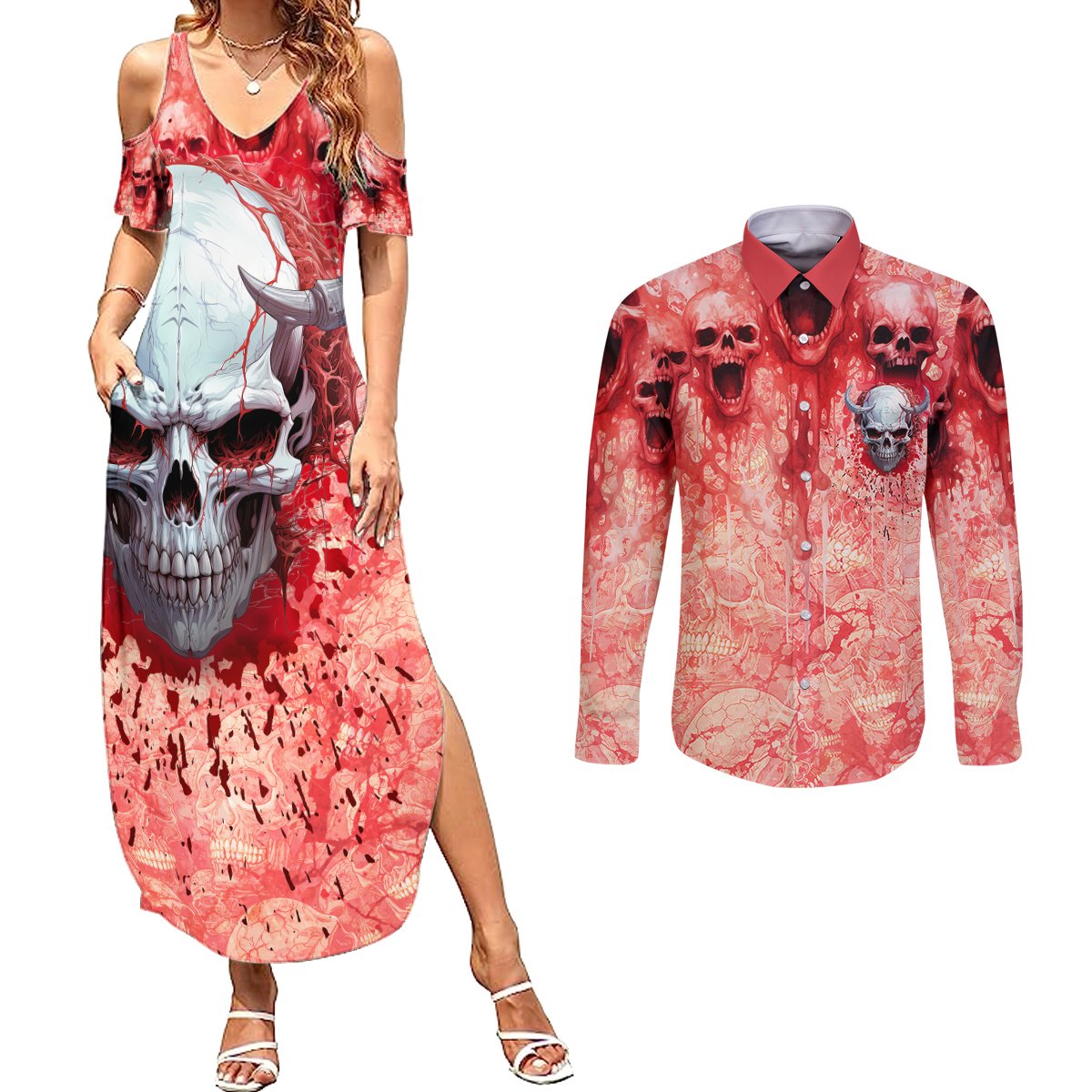 Walk Awax I Hace Anger Issues And A Serious Dislike For Stupid People Couples Matching Summer Maxi Dress and Long Sleeve Button Shirts - Wonder Print Shop