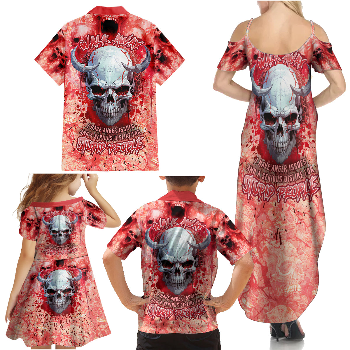 Walk Awax I Hace Anger Issues And A Serious Dislike For Stupid People Family Matching Summer Maxi Dress and Hawaiian Shirt - Wonder Print Shop