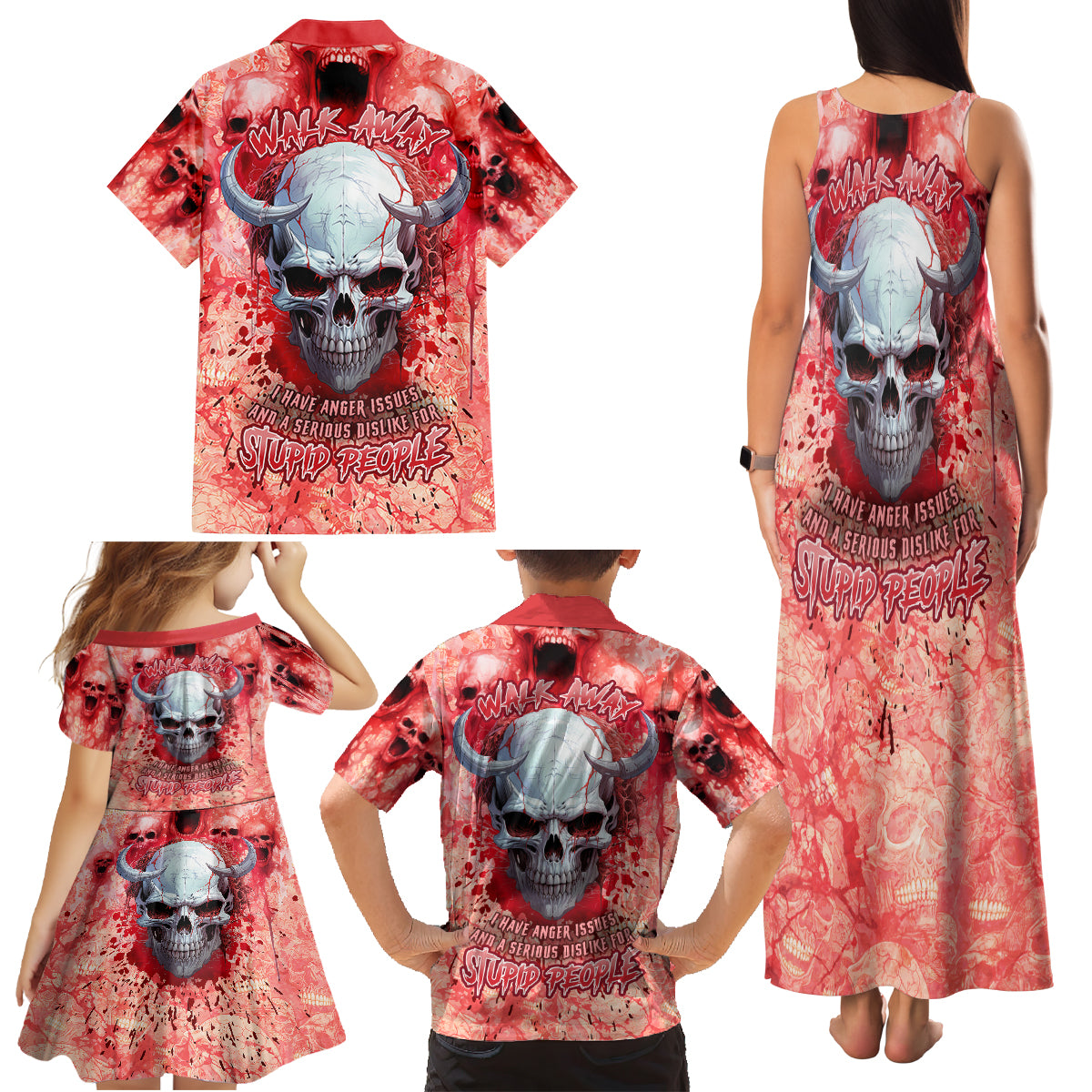 Walk Awax I Hace Anger Issues And A Serious Dislike For Stupid People Family Matching Tank Maxi Dress and Hawaiian Shirt - Wonder Print Shop