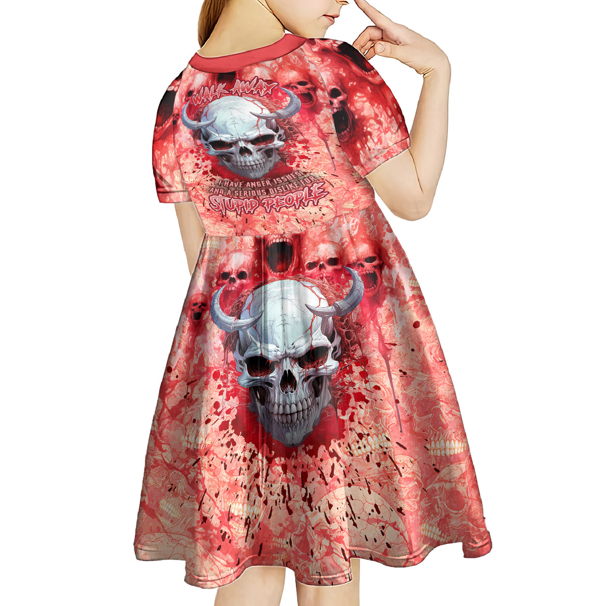 Walk Awax I Hace Anger Issues And A Serious Dislike For Stupid People Kid Short Sleeve Dress - Wonder Print Shop