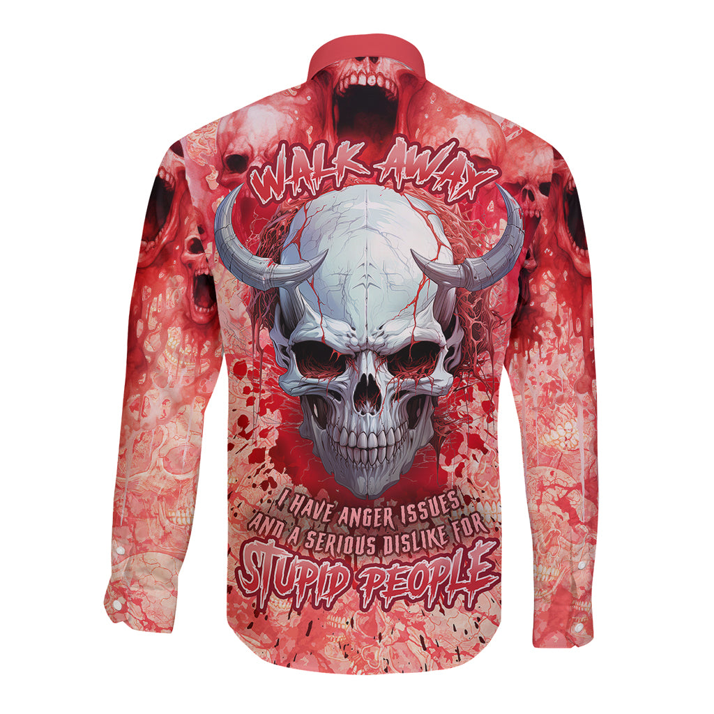 Walk Awax I Hace Anger Issues And A Serious Dislike For Stupid People Long Sleeve Button Shirt - Wonder Print Shop