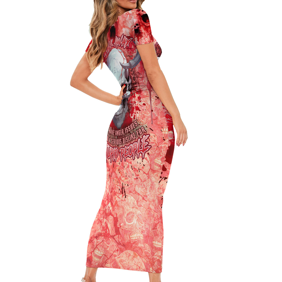 Walk Awax I Hace Anger Issues And A Serious Dislike For Stupid People Short Sleeve Bodycon Dress - Wonder Print Shop