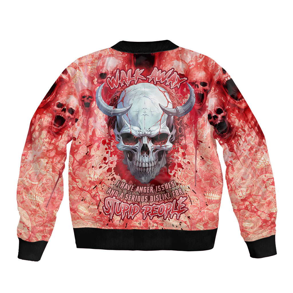 Walk Awax I Hace Anger Issues And A Serious Dislike For Stupid People Sleeve Zip Bomber Jacket - Wonder Print Shop