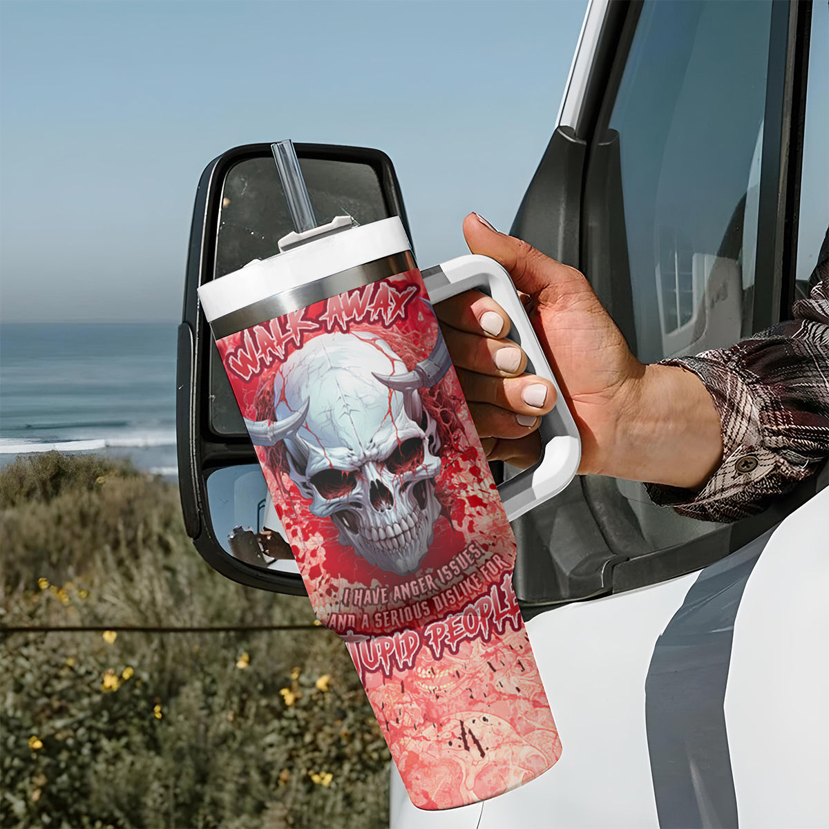 Walk Awax I Hace Anger Issues And A Serious Dislike For Stupid People Tumbler With Handle - Wonder Print Shop