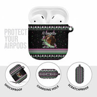 Christmas Dachshund Angel Dog AirPods Case Pink Green Tree Feather Pattern Design - Wonder Print Shop