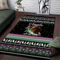 Christmas Dachshund Angel Dog Area Rug Pink Green Tree Feather Pattern Design - Wonder Print Shop