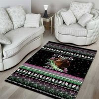Christmas Dachshund Angel Dog Area Rug Pink Green Tree Feather Pattern Design - Wonder Print Shop