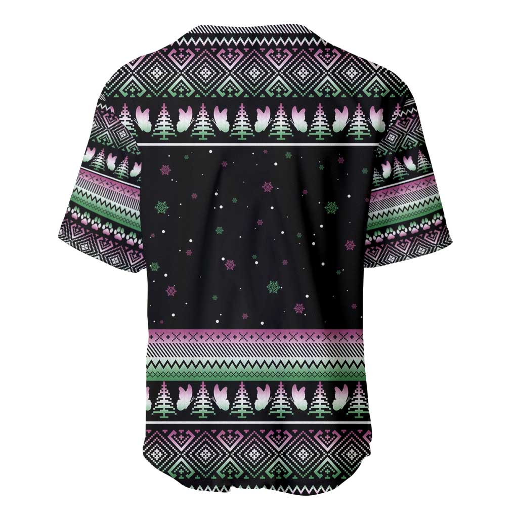 Christmas Dachshund Angel Dog Baseball Jersey Pink Green Tree Feather Pattern Design - Wonder Print Shop