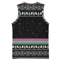 Christmas Dachshund Angel Dog Basketball Jersey Pink Green Tree Feather Pattern Design - Wonder Print Shop