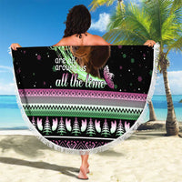 Christmas Dachshund Angel Dog Beach Blanket Pink Green Tree Feather Pattern Design - Wonder Print Shop