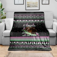 Christmas Dachshund Angel Dog Blanket Pink Green Tree Feather Pattern Design - Wonder Print Shop
