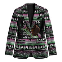 Christmas Dachshund Angel Dog Blazer Pink Green Tree Feather Pattern Design - Wonder Print Shop