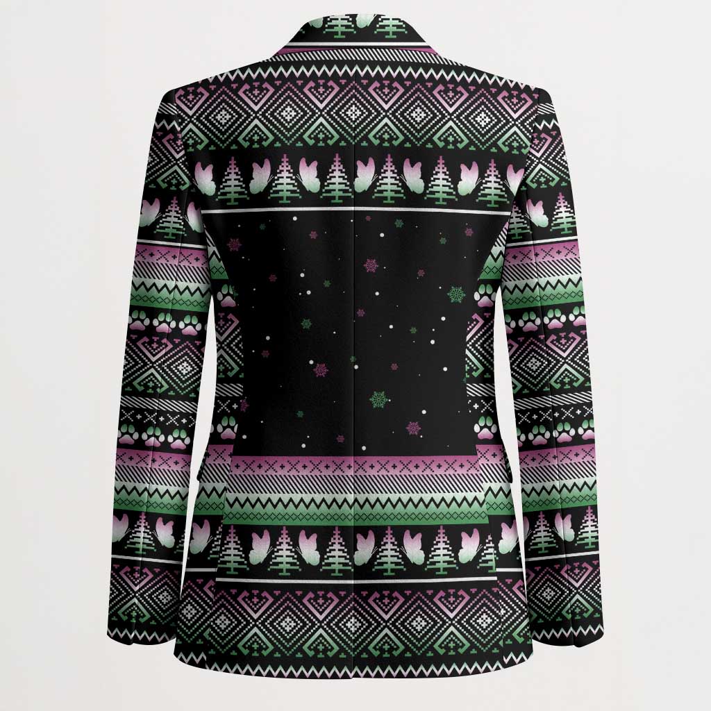 Christmas Dachshund Angel Dog Blazer Pink Green Tree Feather Pattern Design - Wonder Print Shop