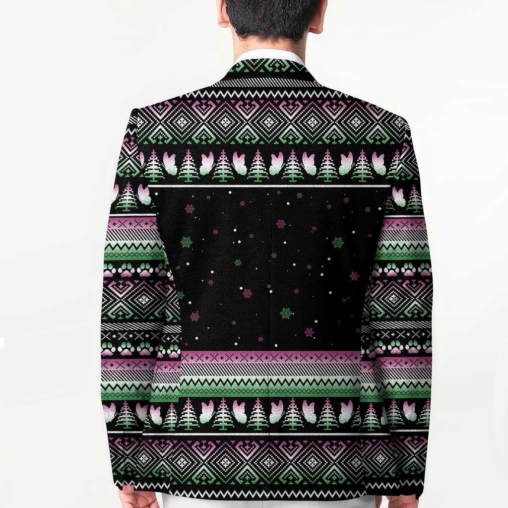 Christmas Dachshund Angel Dog Blazer Pink Green Tree Feather Pattern Design - Wonder Print Shop