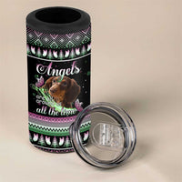 Christmas Dachshund Angel Dog 4 in 1 Can Cooler Tumbler Pink Green Tree Feather Pattern Design - Wonder Print Shop