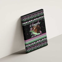 Christmas Dachshund Angel Dog Canvas Wall Art Pink Green Tree Feather Pattern Design - Wonder Print Shop